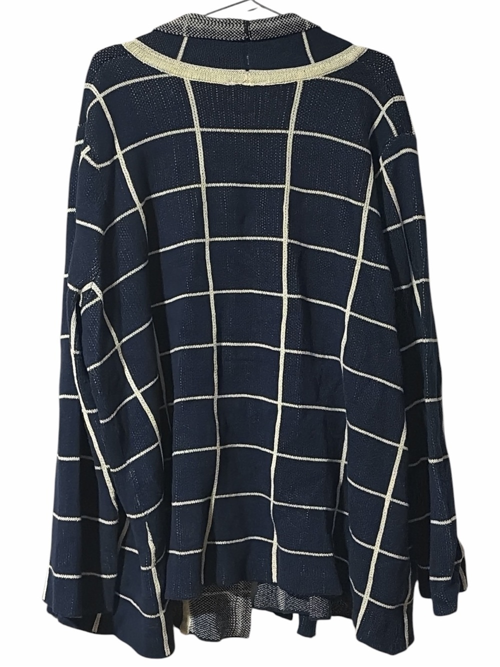ModCloth Simply Snuggly Navy Blue Windowpane Cardigan - Picture 3 of 5